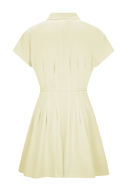 Aysha Buttoned Linen Mini Dress Lemon