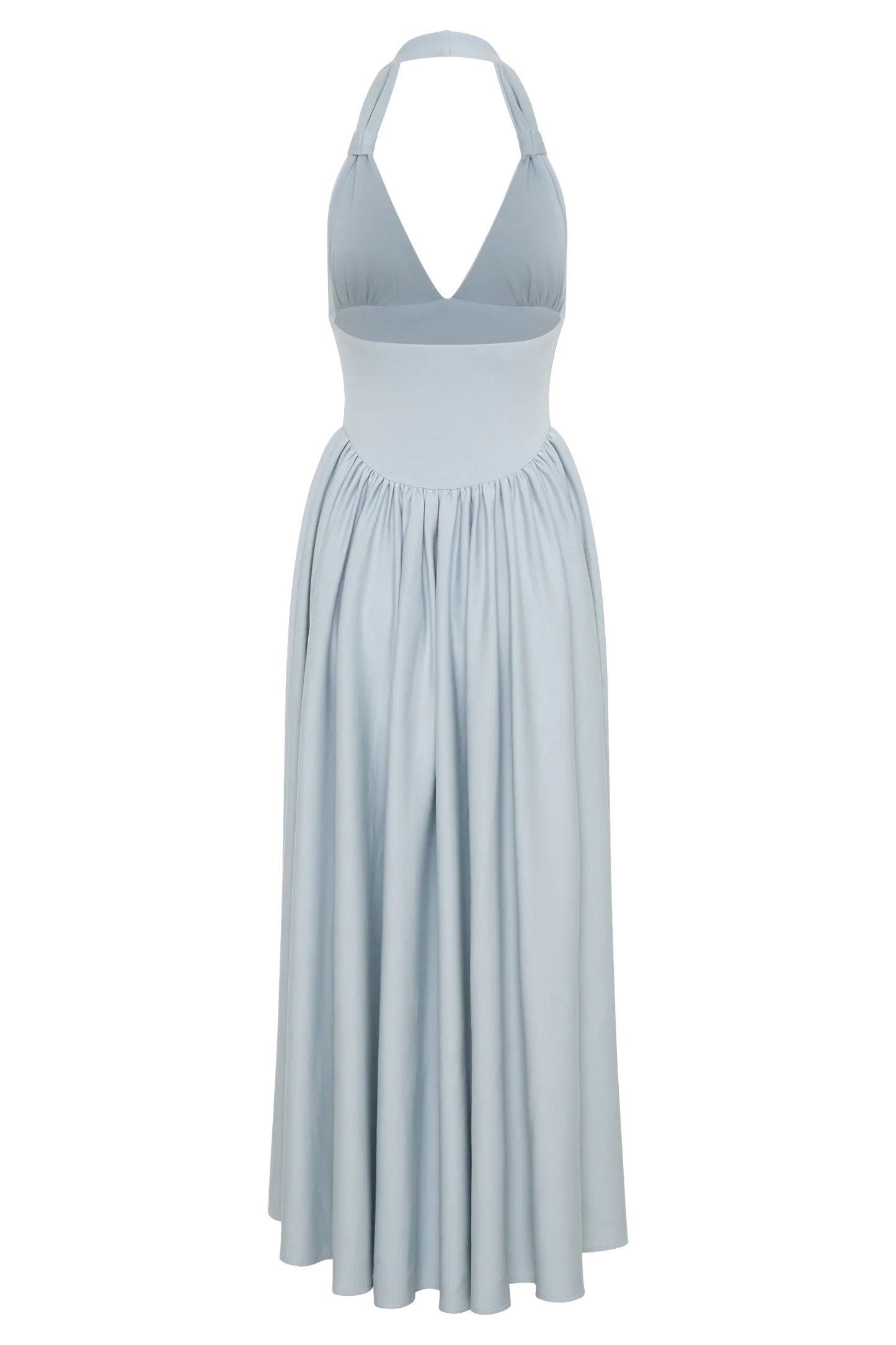 Angelina Scuba Halter Midi Dress Pale Blue