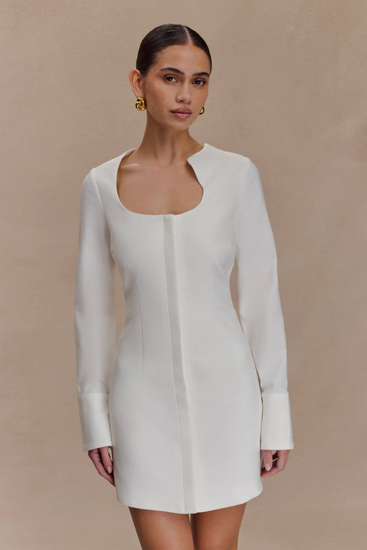 Carina Peplum Cotton Shirt Dress White