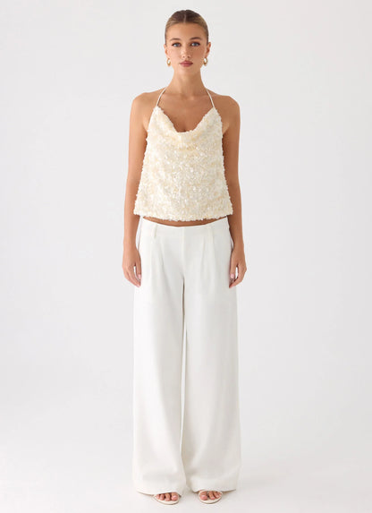 Amelita Sequin Top Ivory