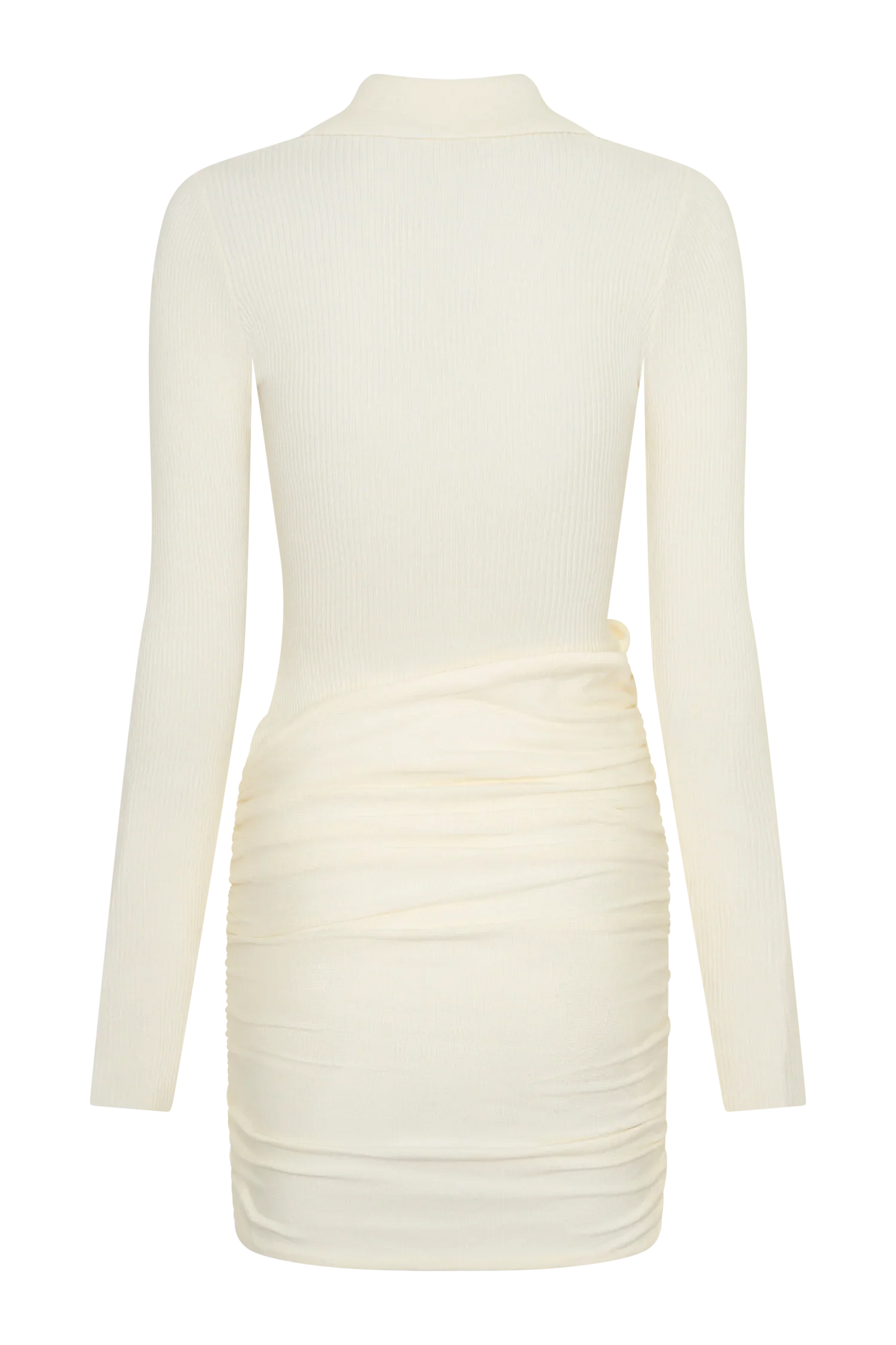 Agness Long Sleeve Button Up Knit Dress Ivory