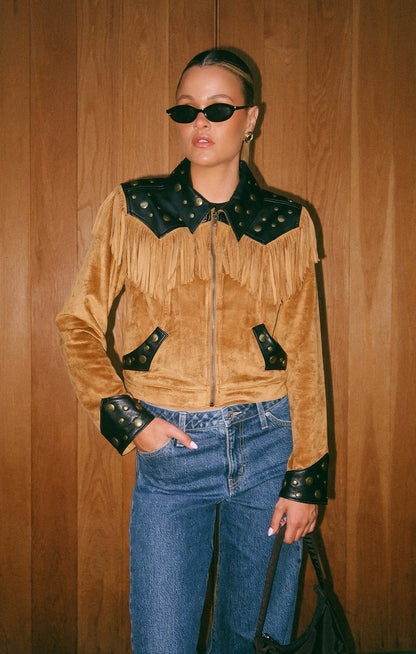 Wilson Jacket ~ Sepia Faux Suede Faux Leather
