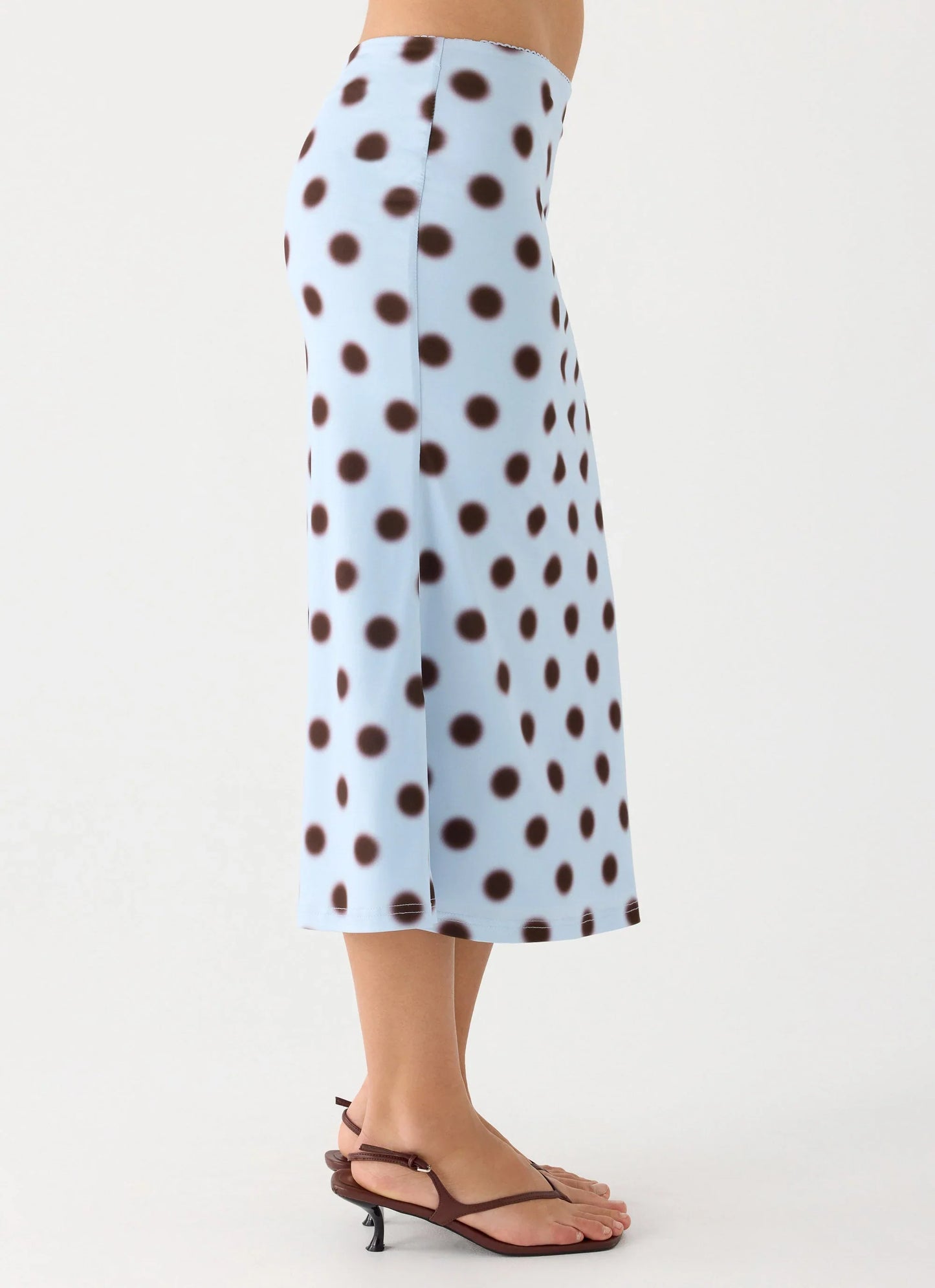 Bahama Low Rise Midi Skirt Blue Mocha Dot