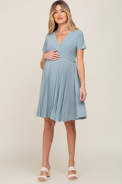 Mint Pleated Maternity/Nursing Dress