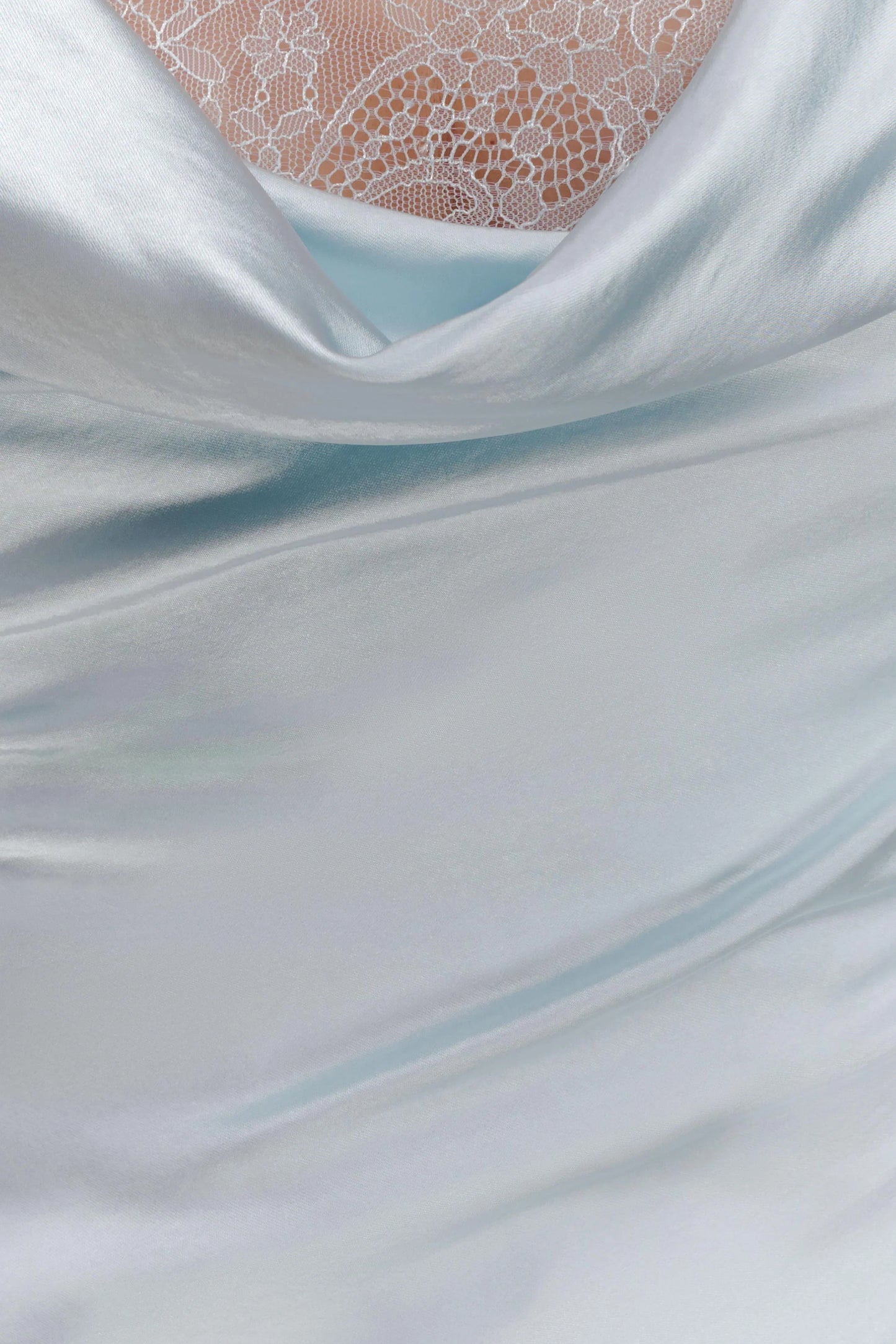 Ashley Cowl Neck Lace And Satin Maxi Dress Ice Blue