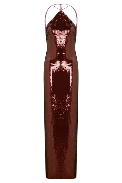 Baldwin Sequin Cut Out Maxi Dress Mahogany