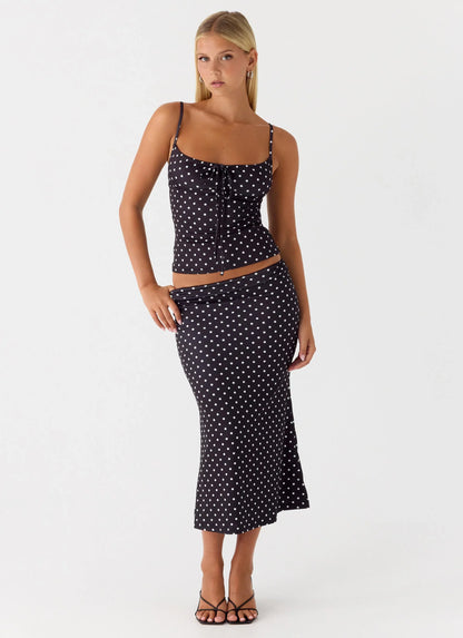 Bending My Rules Top Black Polkadot