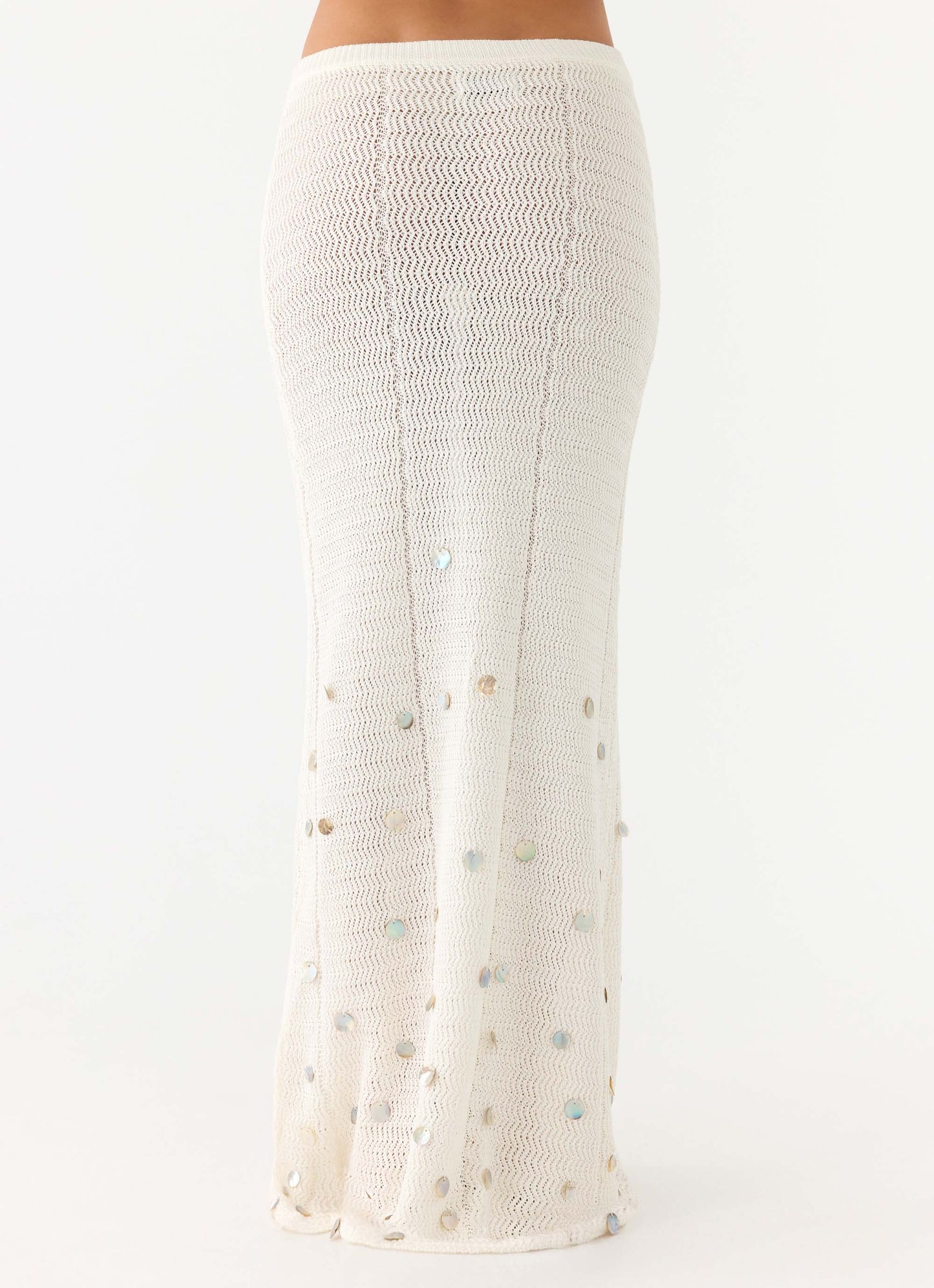 Adelaida Beaded Crochet Maxi Skirt Ivory