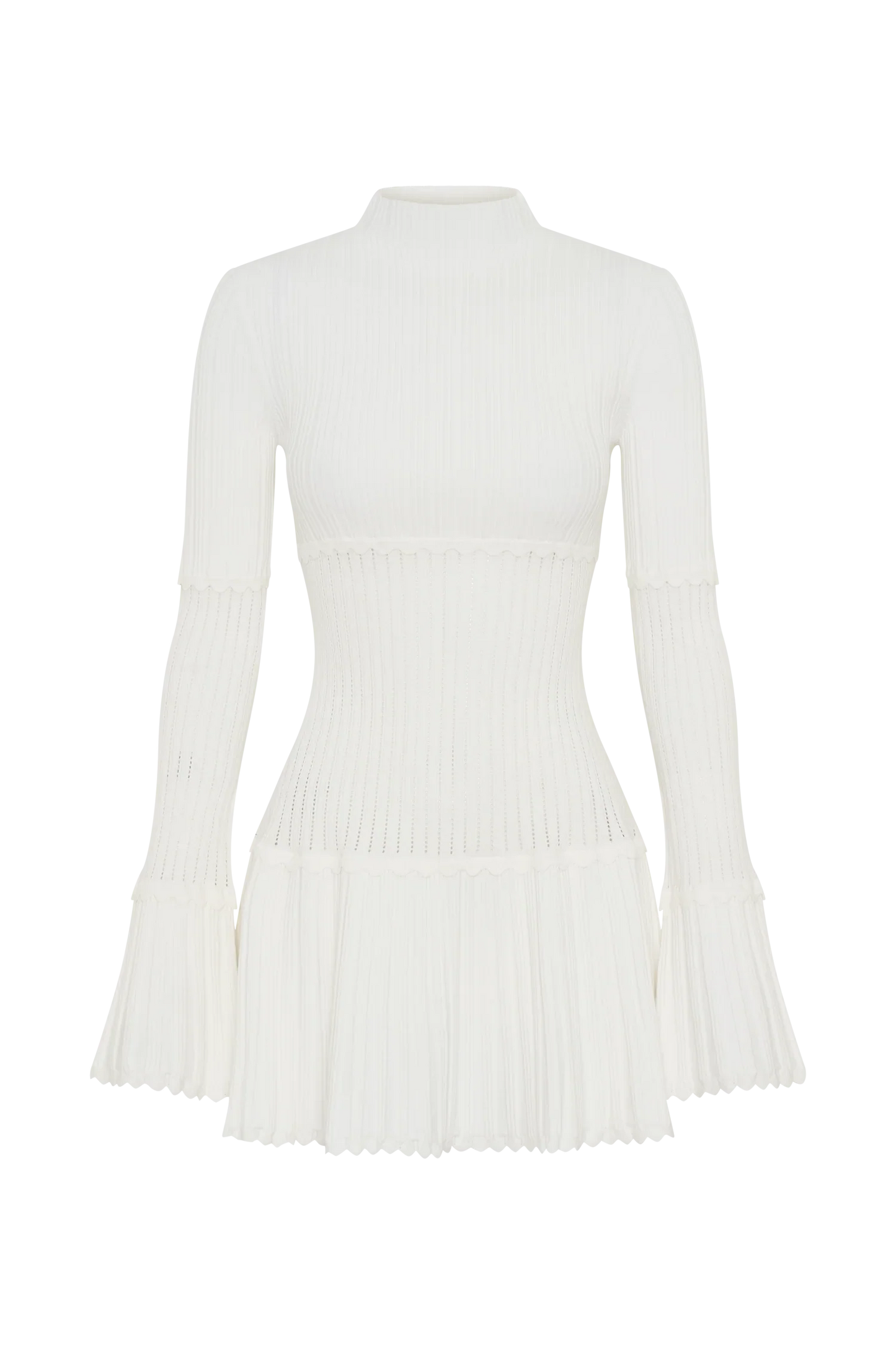 Adena Pointelle Knit Mini Dress Ivory