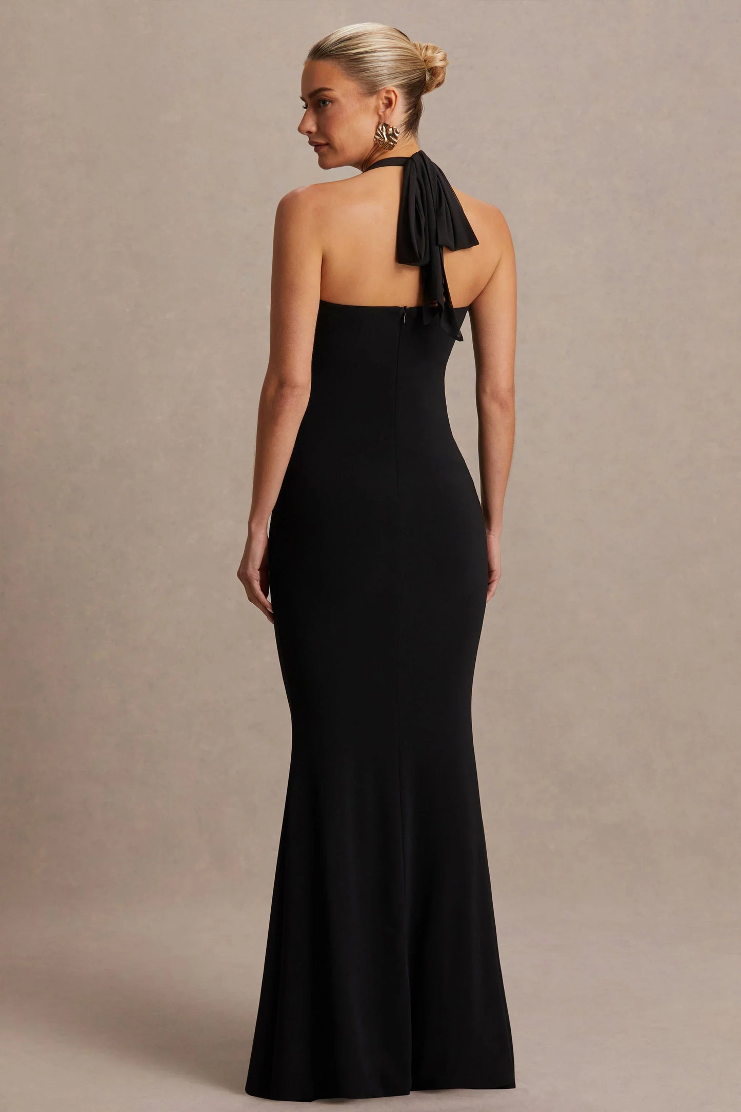 Avielle Black Halter Neck Maternity Maxi Dress