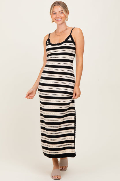 Beige Patterned Sleeveless Maternity Maxi Dress