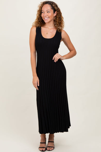 Black Sleeveless Knit Maternity Maxi Dress