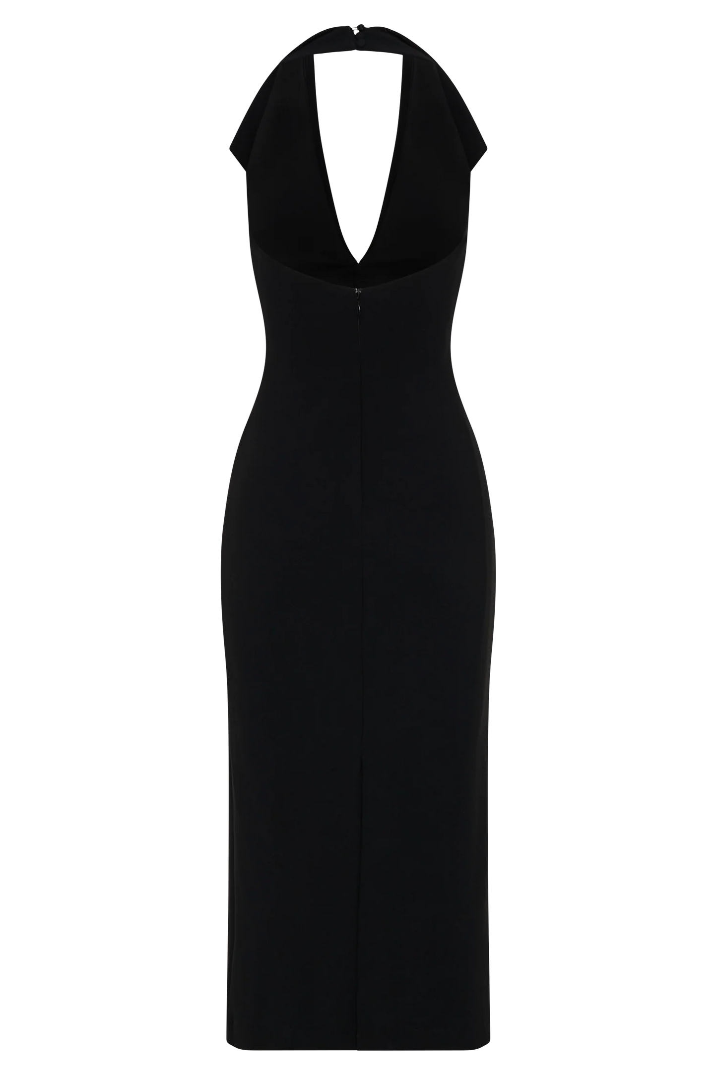 Annita Crepe Halter Midi Dress Black