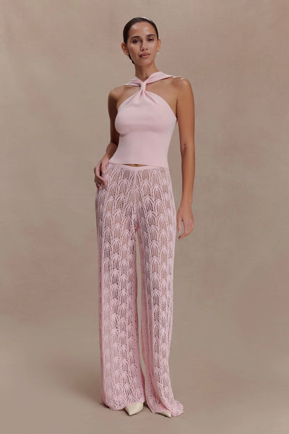Angelika Twist Front Knit Top Baby Pink
