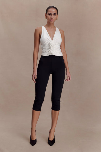 Alessandra Slinky Ruffle Top Ivory