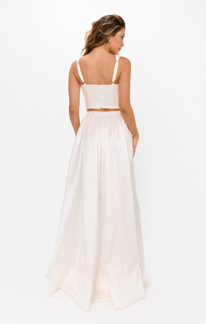 Vivianna Maxi Skirt ~ White Taffeta