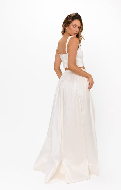 Vivianna Maxi Skirt ~ White Taffeta