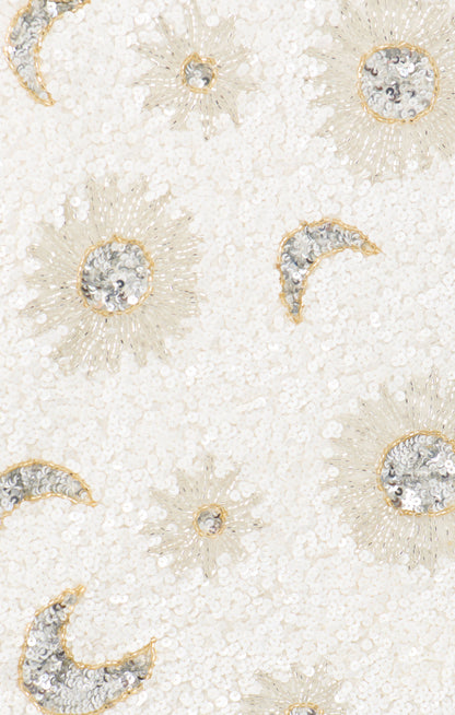All Night Skort ~ White Celestial Sequins