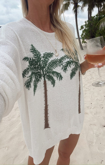 Woodsy Sweater ~ Palm Tree Graphic Knit