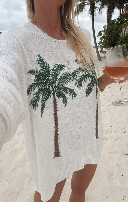 Woodsy Sweater ~ Palm Tree Graphic Knit