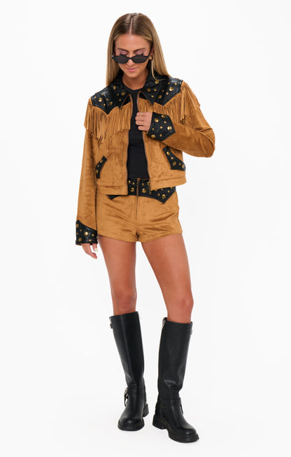 Wilson Jacket ~ Sepia Faux Suede Faux Leather