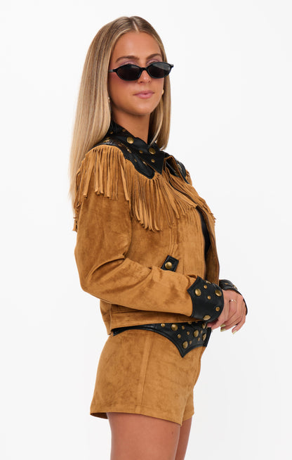 Wilson Jacket ~ Sepia Faux Suede Faux Leather