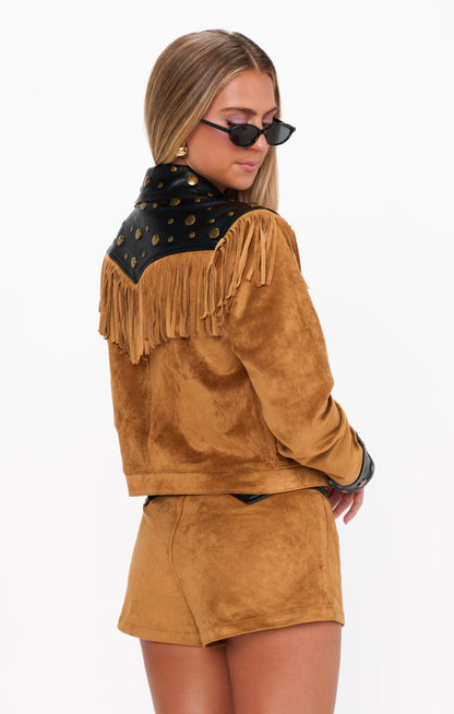 Wilson Jacket ~ Sepia Faux Suede Faux Leather