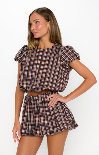 Highland Bubble Skort ~ Saddle Plaid