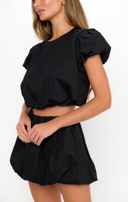 Highland Bubble Skort ~ Black Poplin