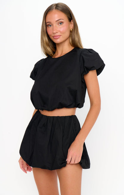 Highland Bubble Skort ~ Black Poplin