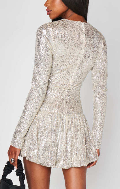 Zelda Mini Dress ~ Platinum Sequins