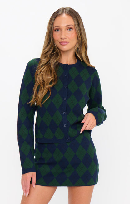 Cher Mini Skort ~ Oxford Argyle Knit