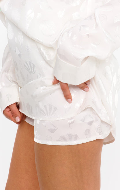 All Night Skort ~ White Shell Satin