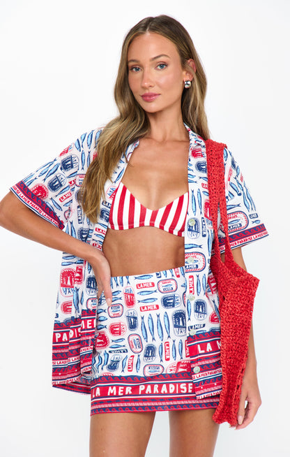 All Night Skort ~ Sardine Border