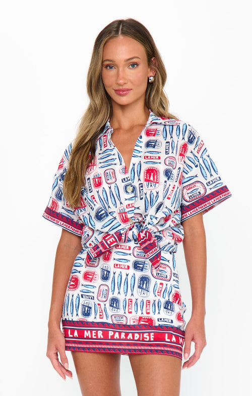 All Night Skort ~ Sardine Border