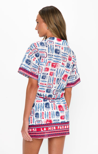 All Night Skort ~ Sardine Border