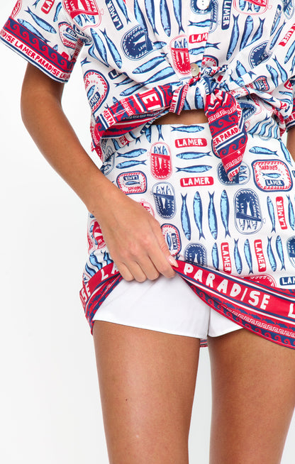 All Night Skort ~ Sardine Border
