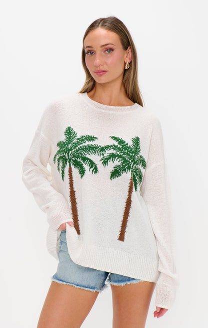 Woodsy Sweater ~ Palm Tree Graphic Knit