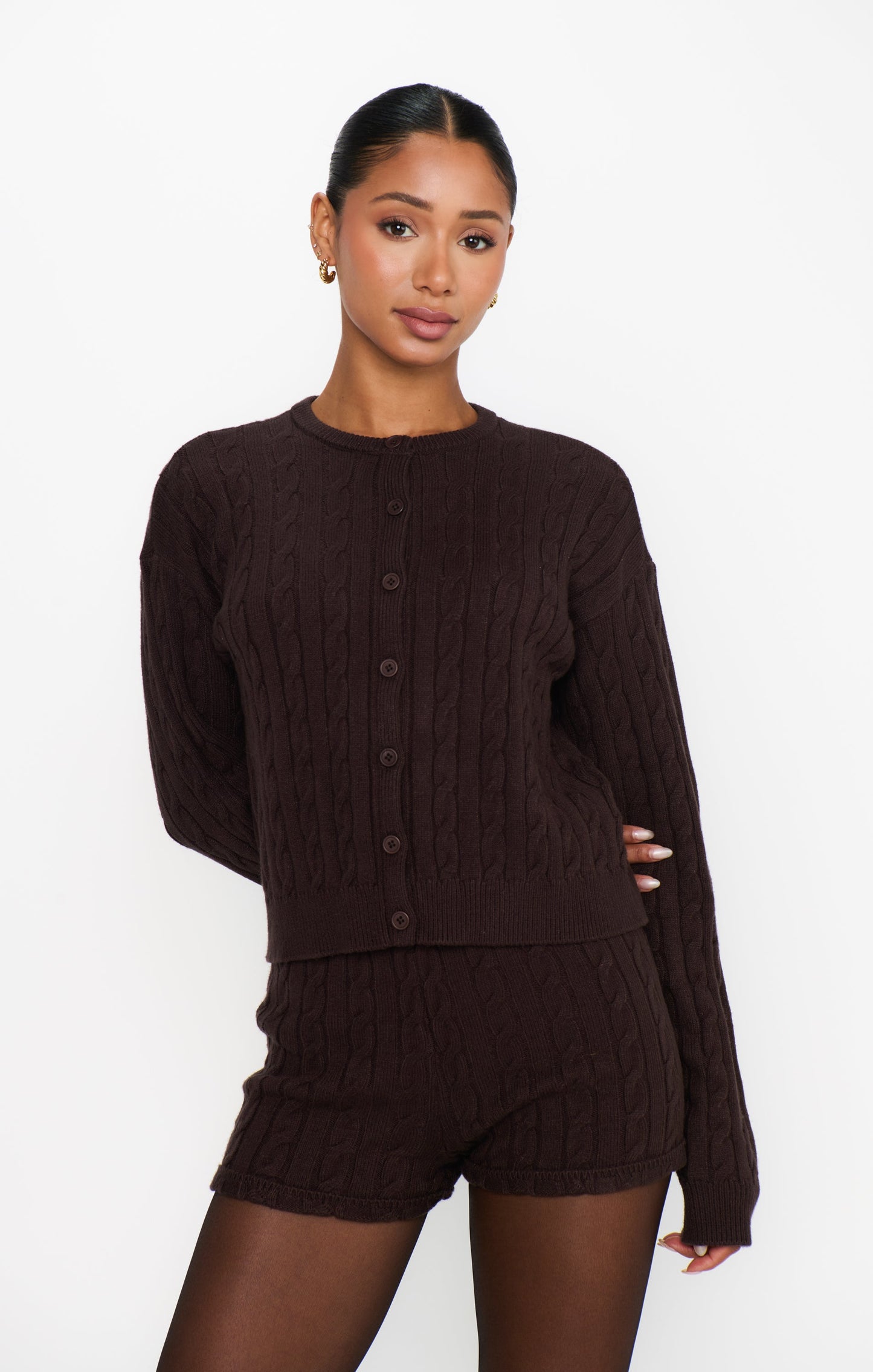 Throw on Cardigan ~ Chocolate Cable Knit