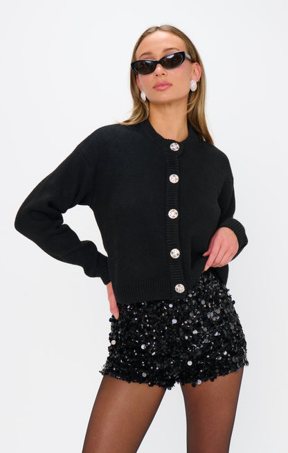 Ziggy Shorts ~ Black Metallic Sequins