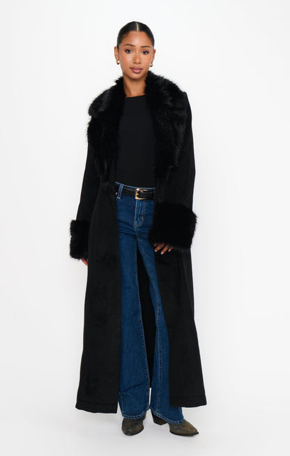 Checkroom Coat ~ Black with Faux Fur