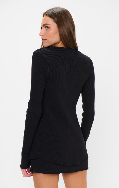 Josie Mini Skort ~ Black Rib Knit