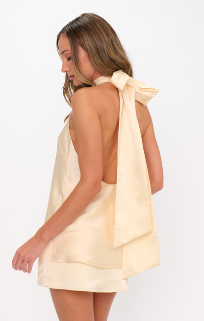 All Night Skort ~ Buttercream Luxe Satin