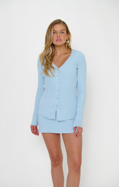 Josie Mini Skort ~ Baby Blue Rib Knit