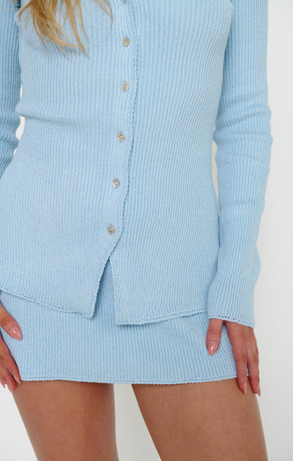 Josie Mini Skort ~ Baby Blue Rib Knit