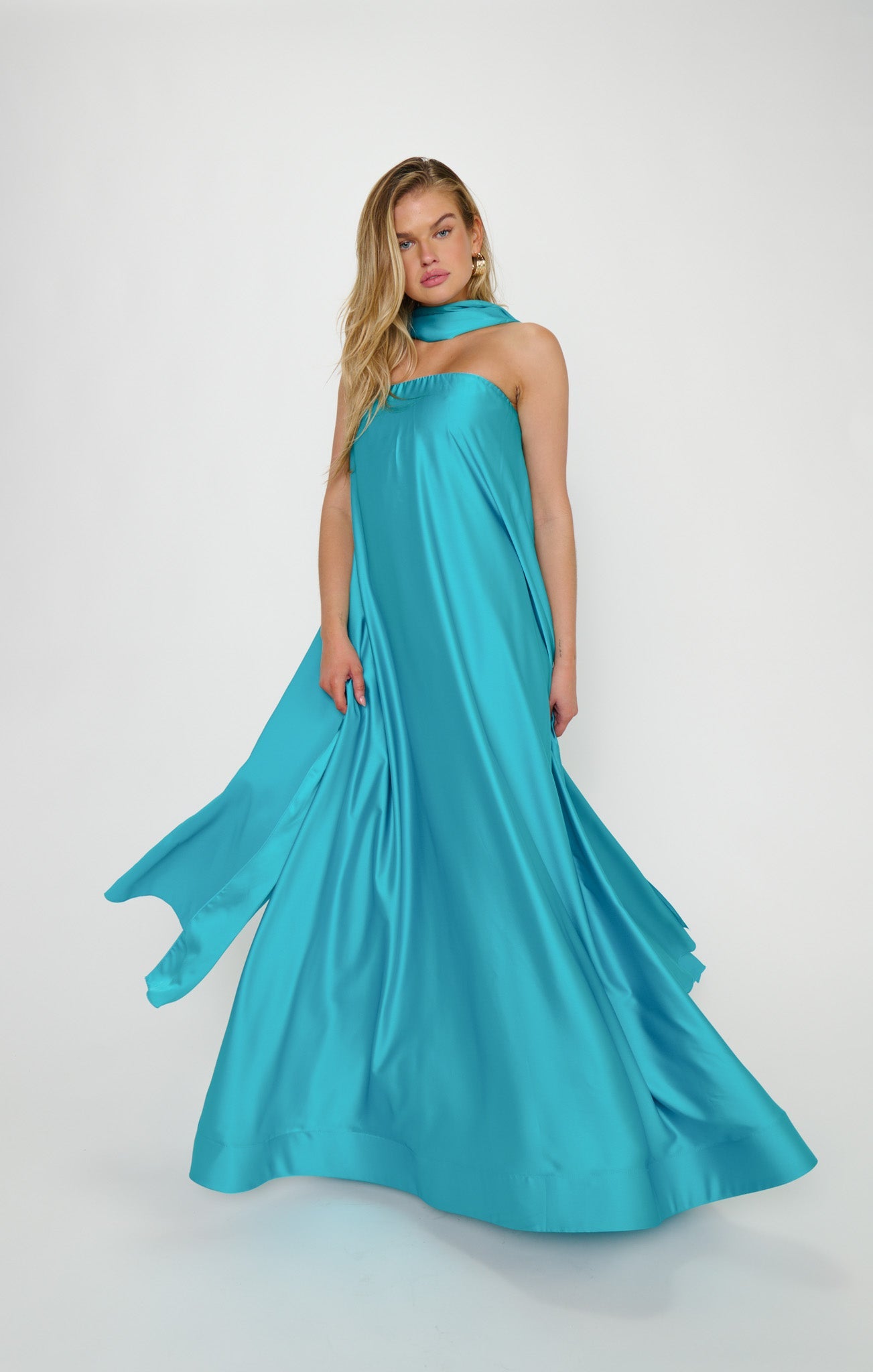 Tinsley Tube Dress ~ Teal Luxe Satin