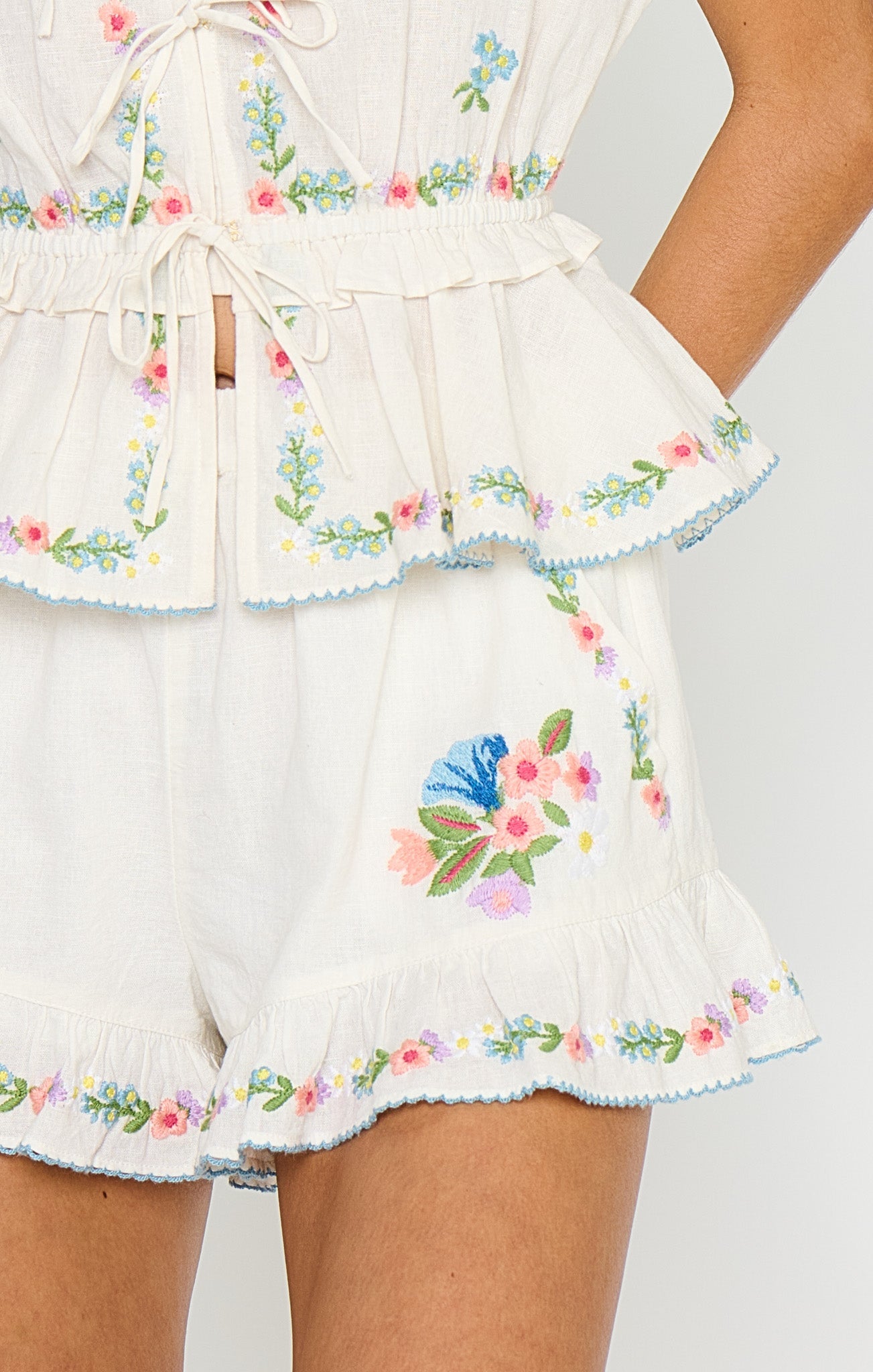 Cannes Shorts ~ Wild Meadow Embroidery