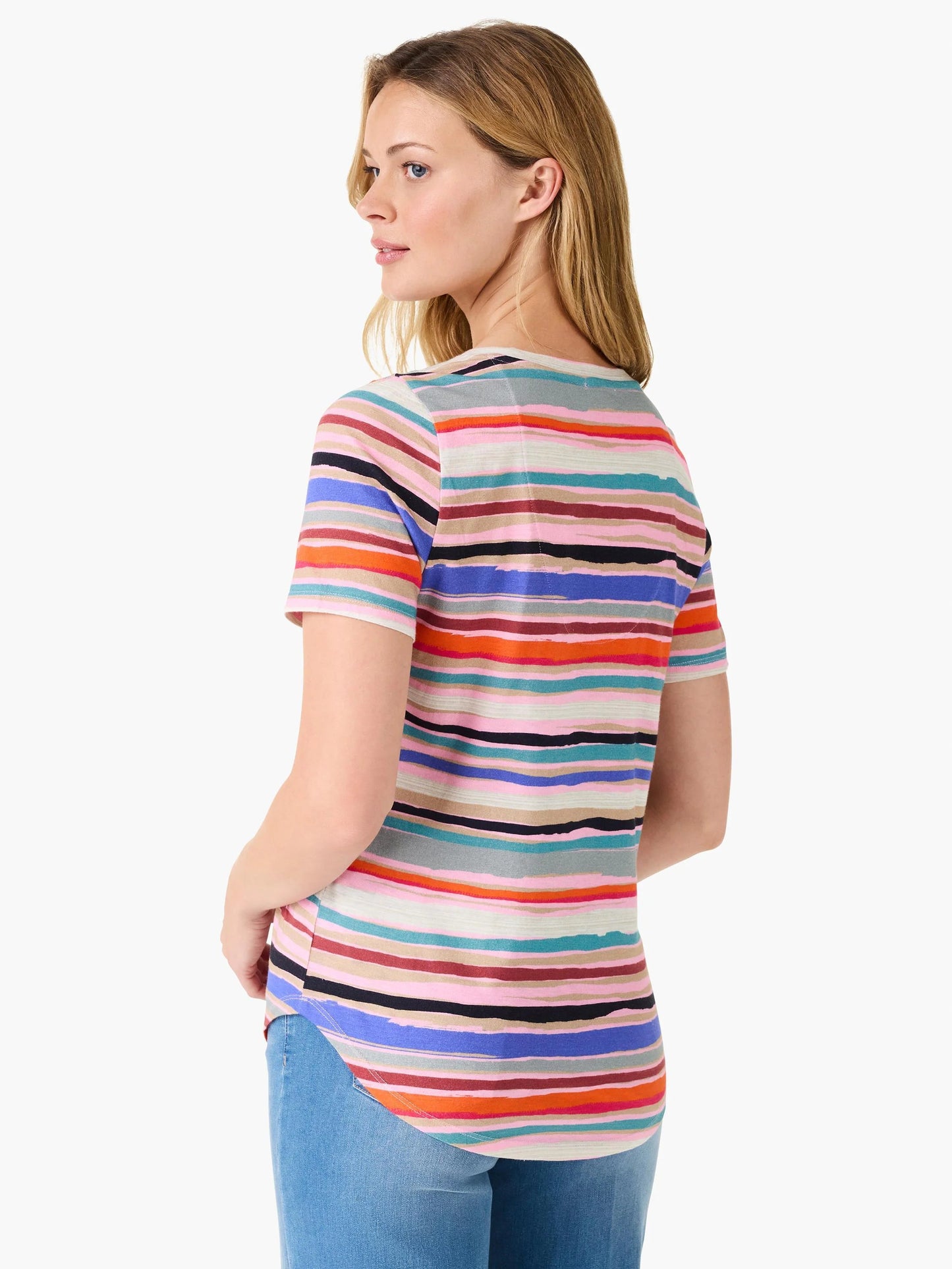NZT Painted Stripes Short Sleeve V-Neck Tee