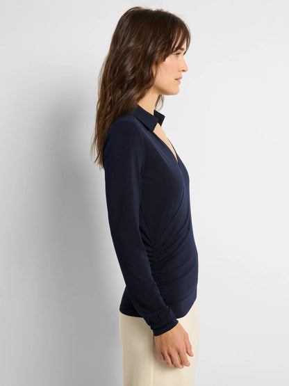 Collared Knit Wrap Top