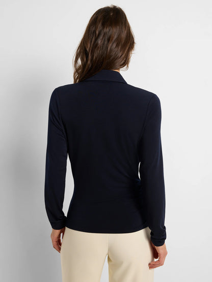 Collared Knit Wrap Top